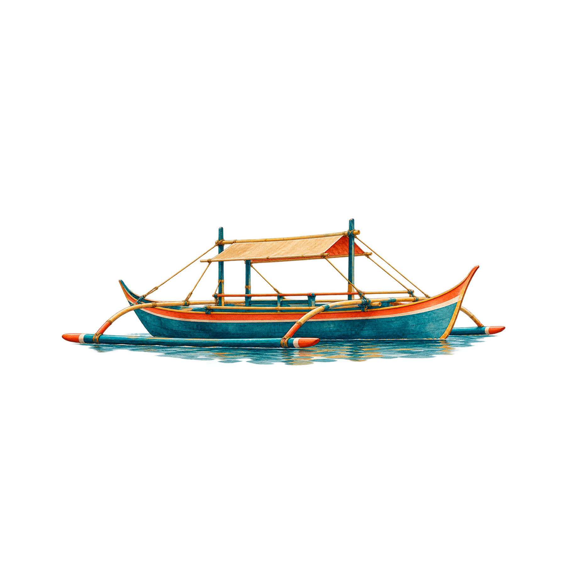 Illustrated banca outrigger boat