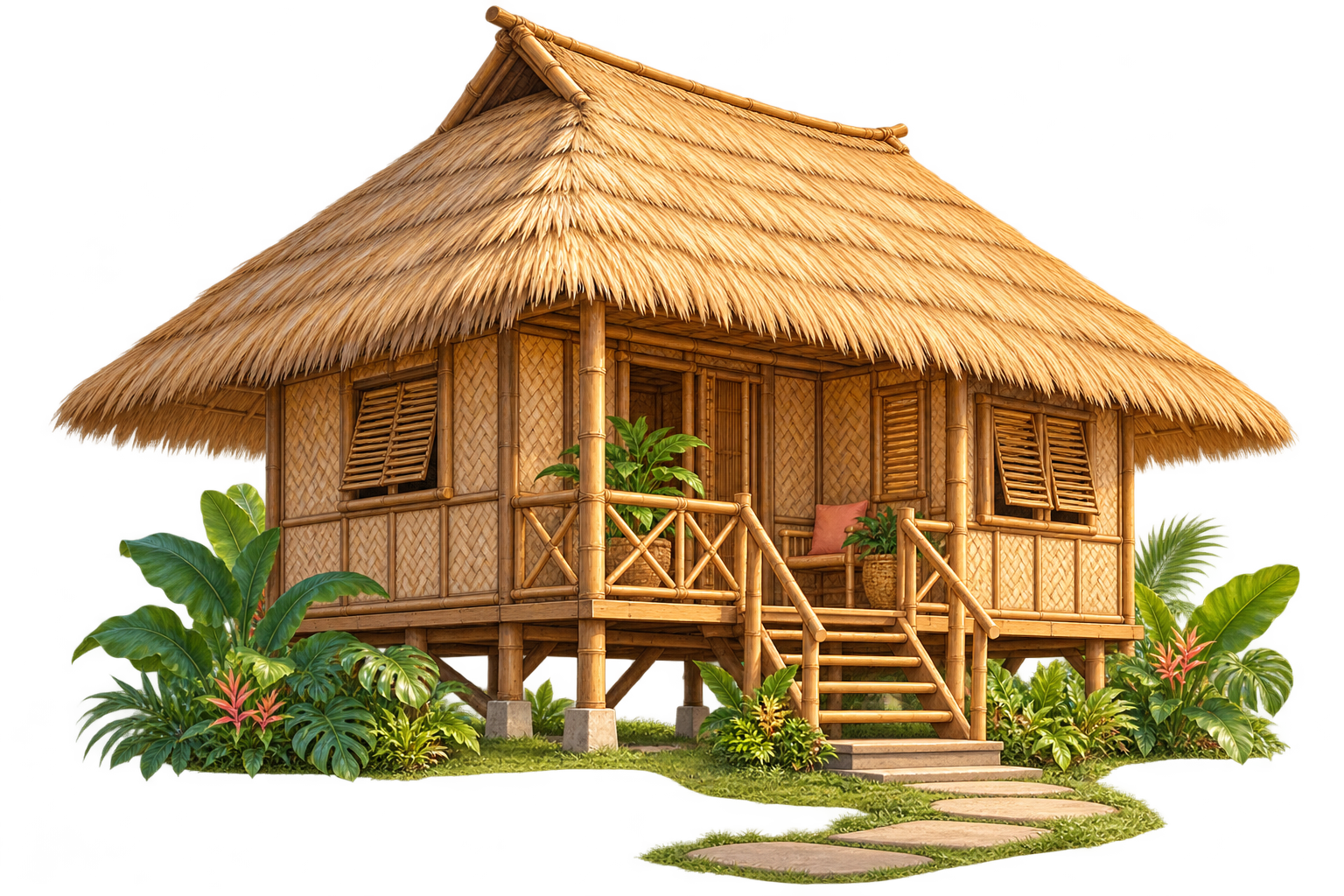 Illustrated traditional Filipino nipa hut