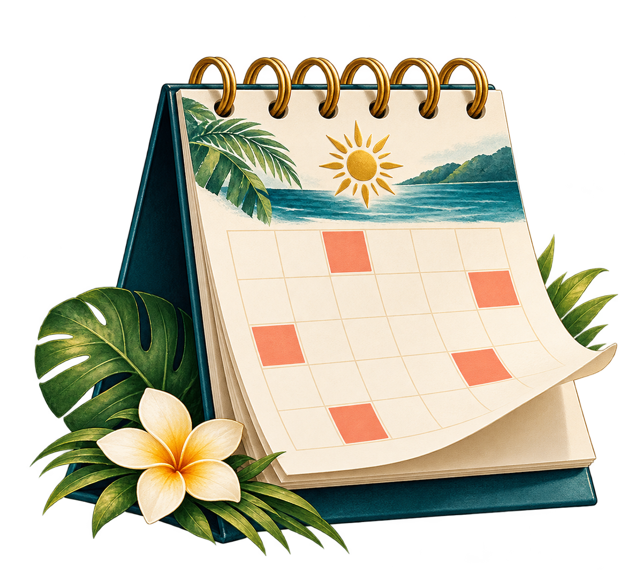 Illustrated desk calendar